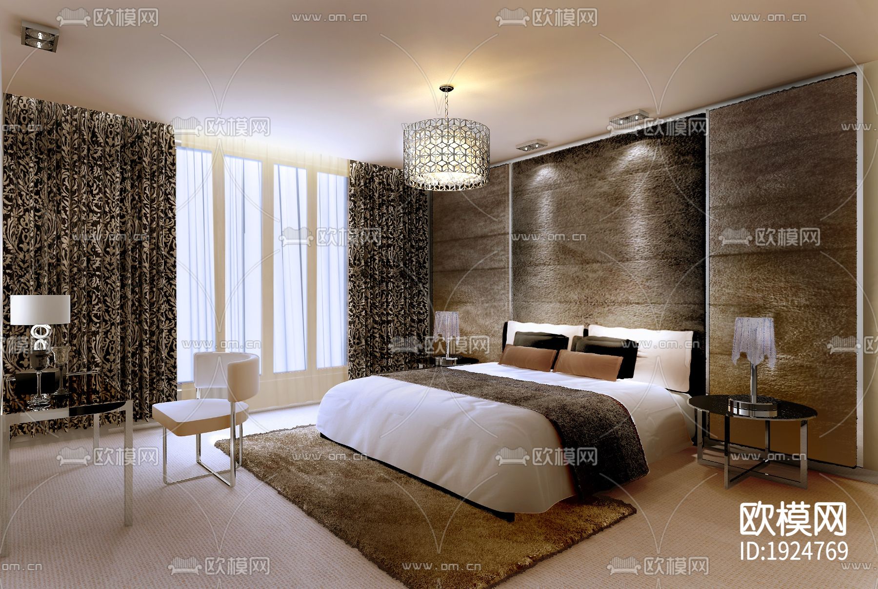 现代简约家装施工图下载（渲染图1）