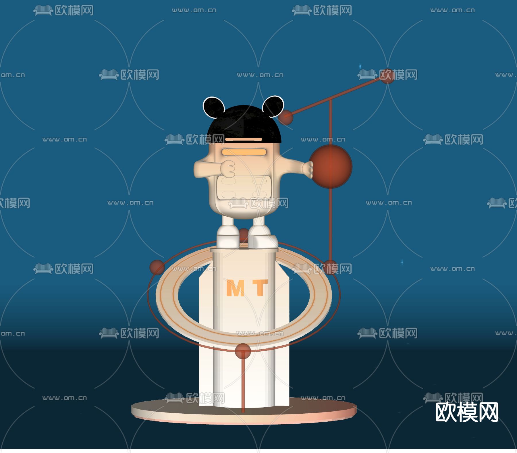 现代卡通雕塑摆件su模型下载（渲染图2）