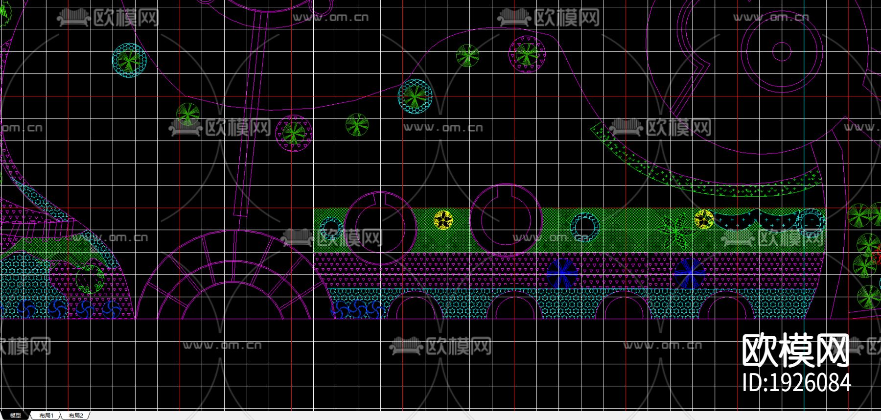 楠苑公园植物cad配置图下载（渲染图1）