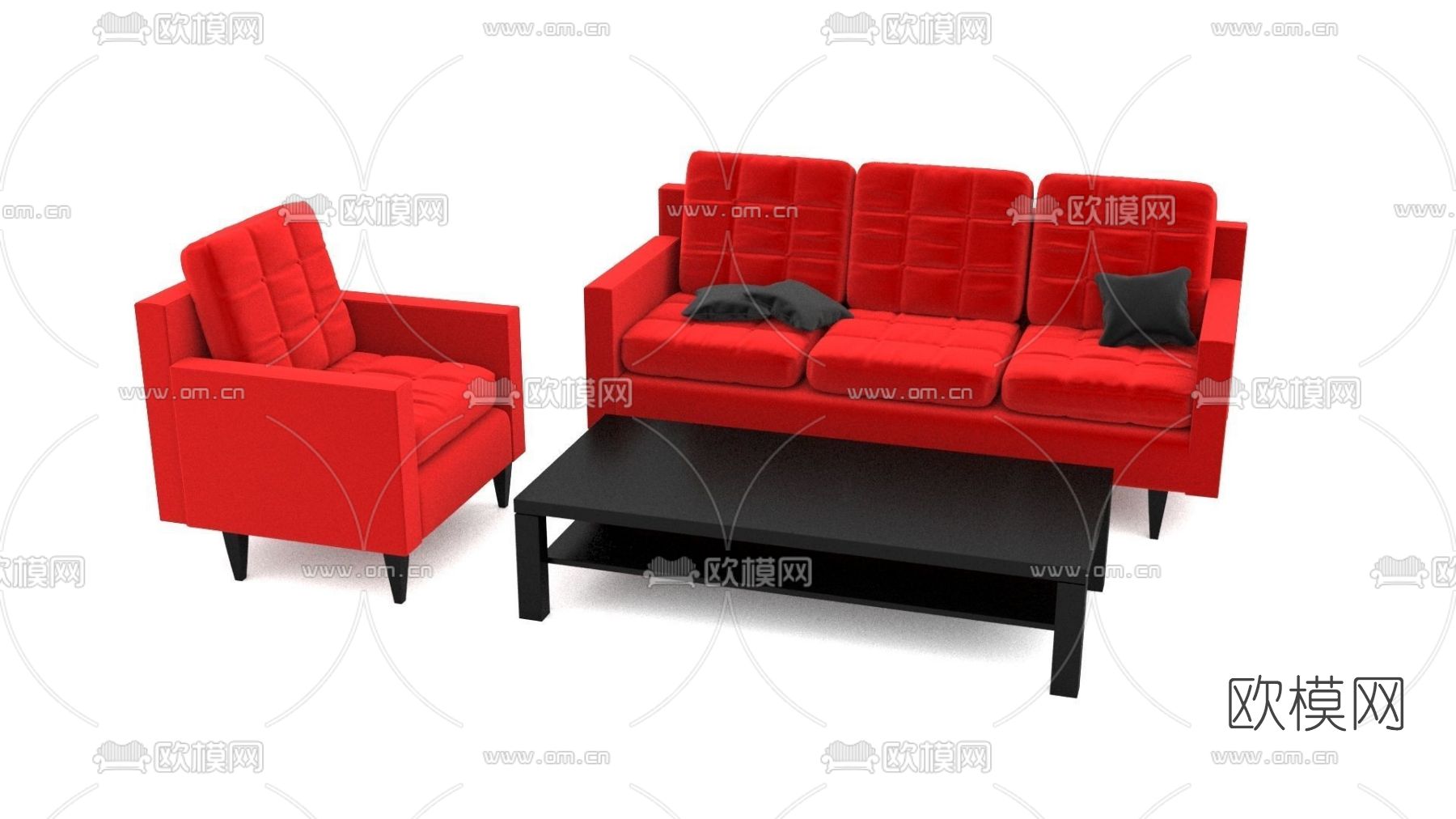 现代沙发组合免费3d模型下载
