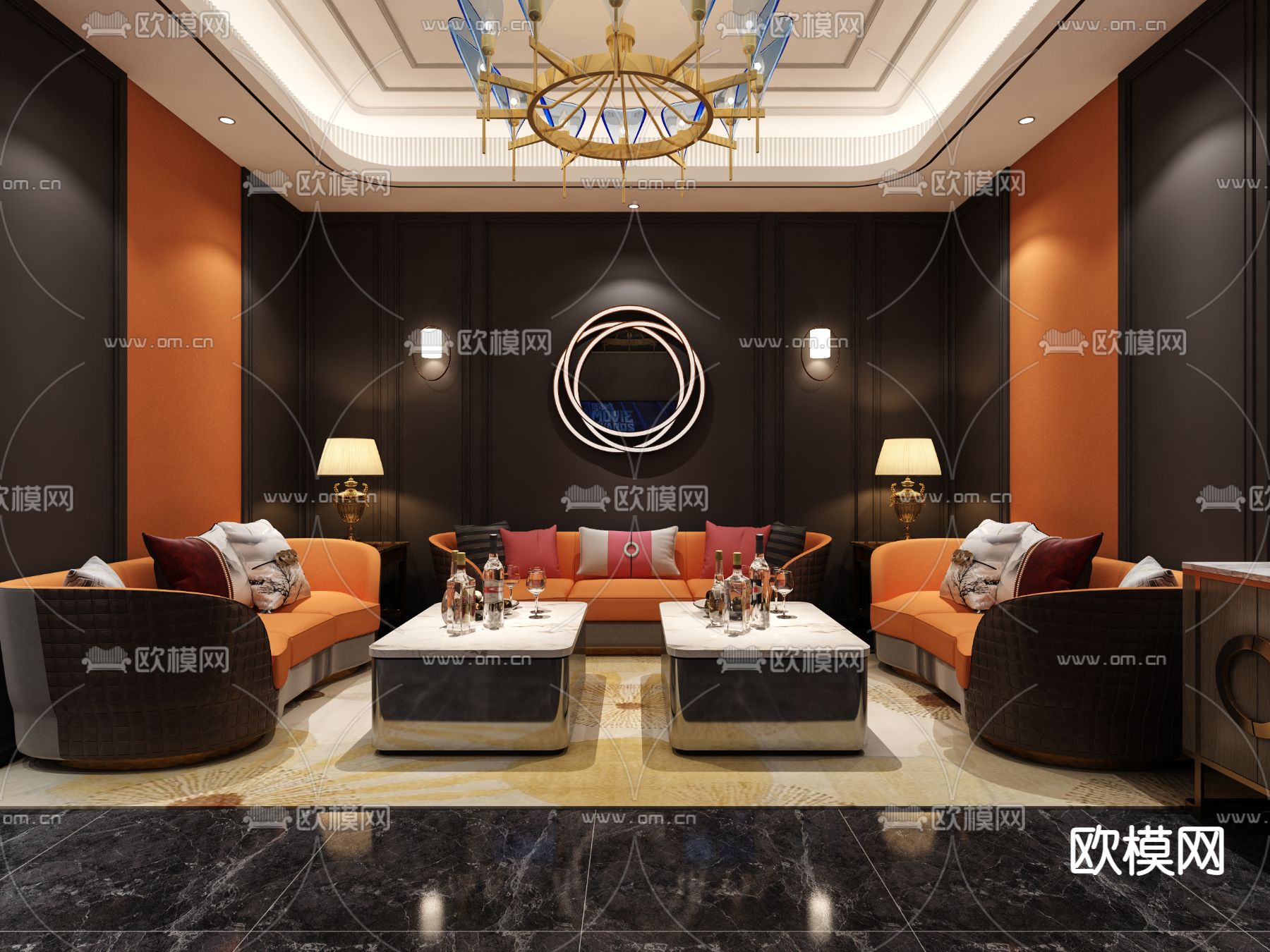 现代KTV包房免费3d模型下载（渲染图1）