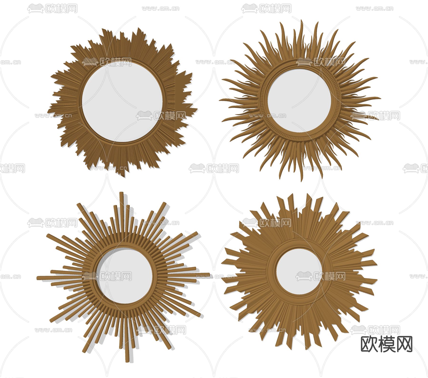 简欧镜子装饰镜su模型下载（渲染图2）