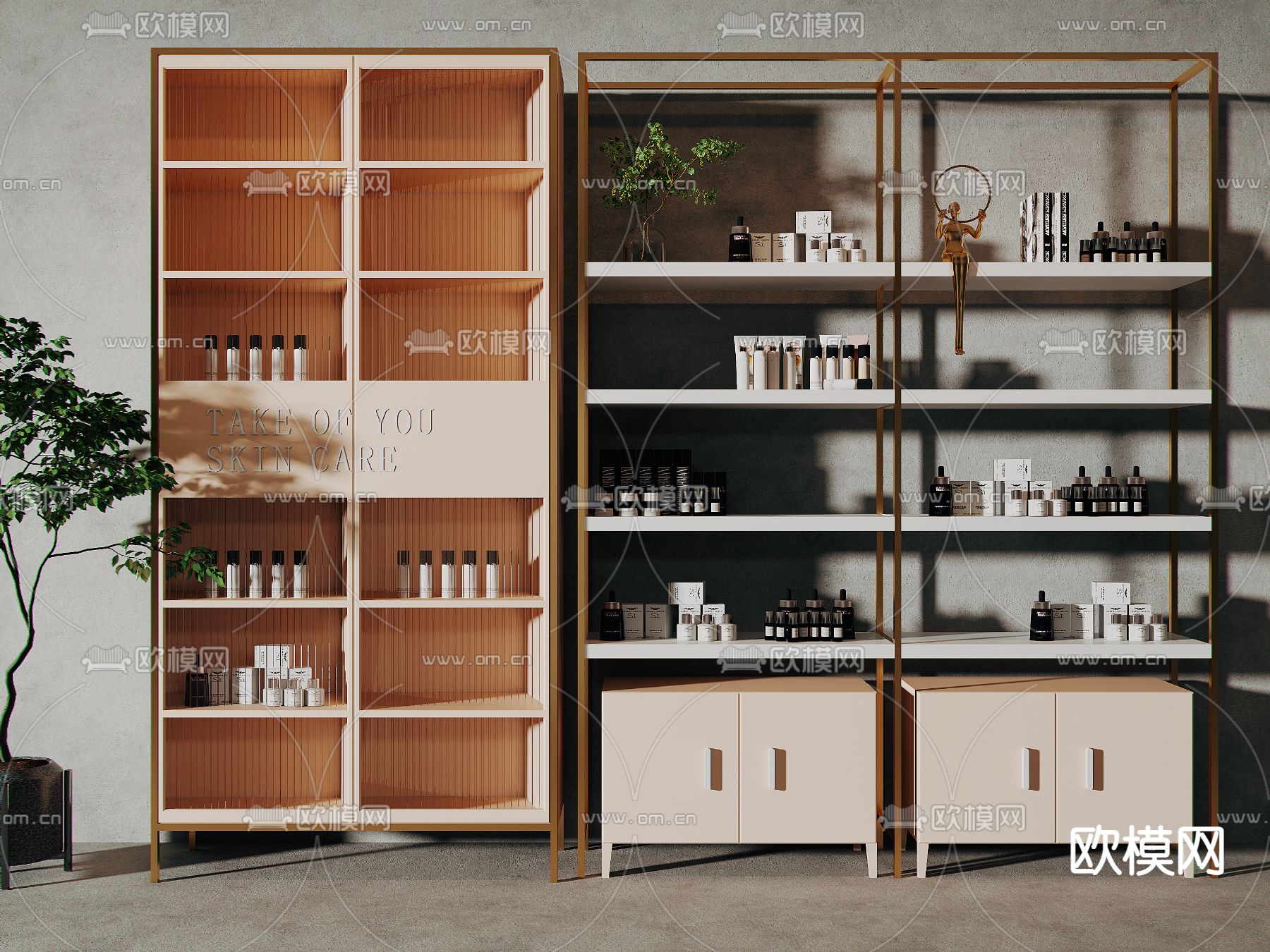 现代化妆品店货柜3d模型下载