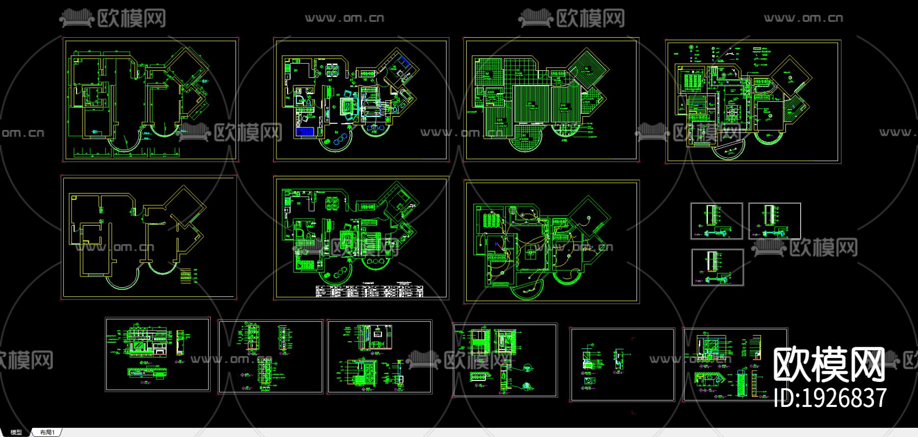 花园别墅建筑cad施工图下载（渲染图4）