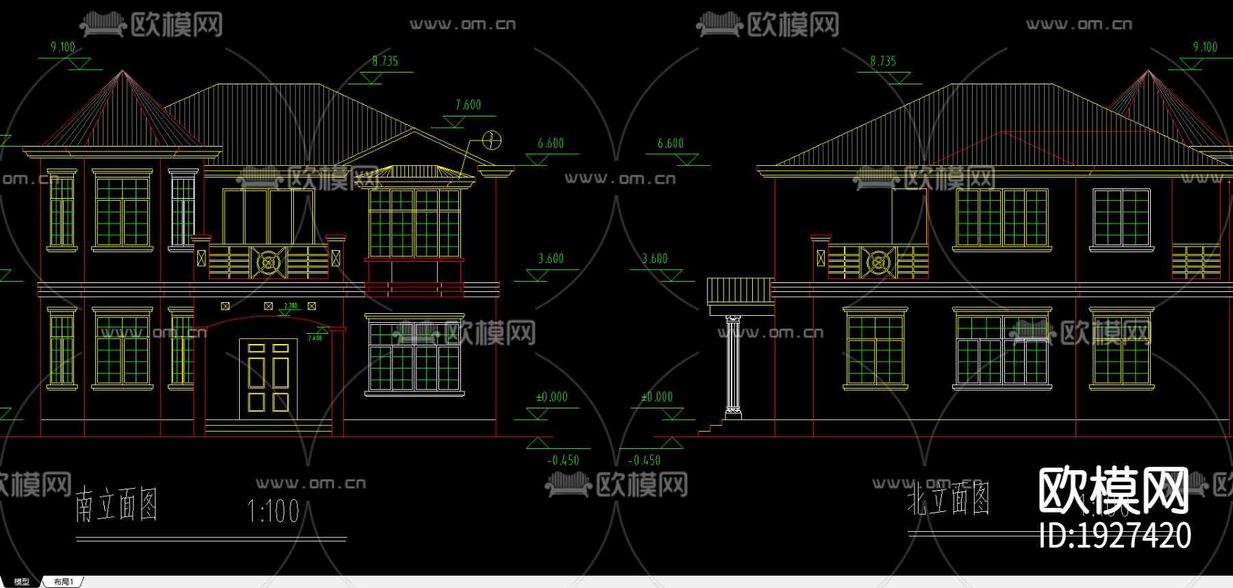 别墅cad平面布置图下载（渲染图5）