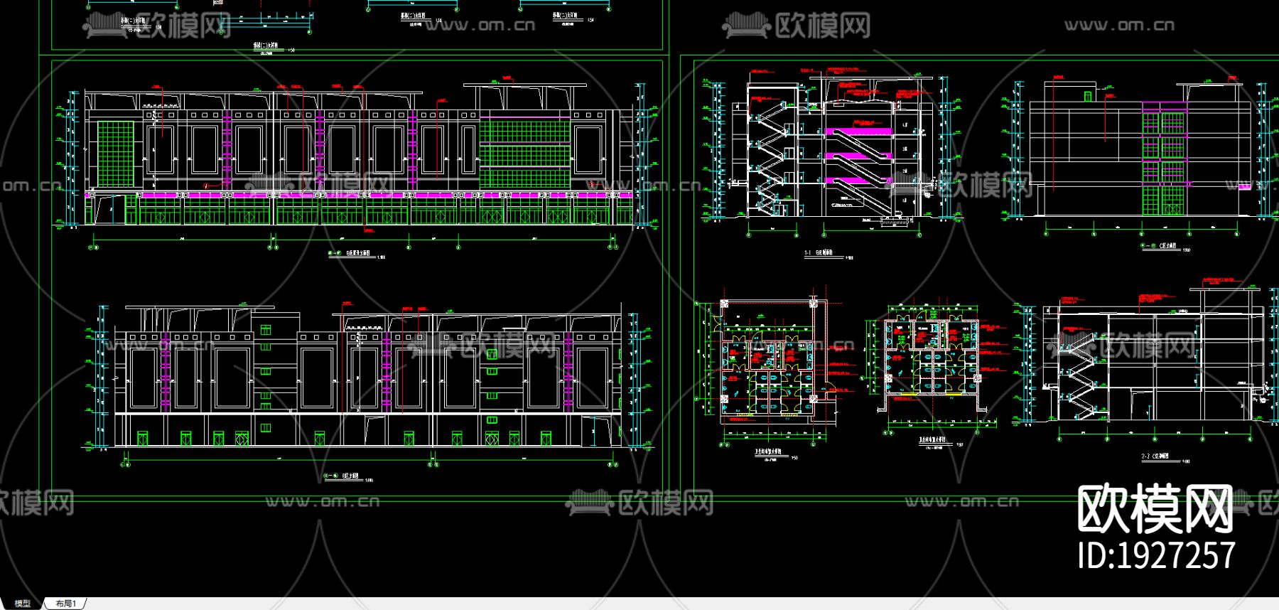 大型商场cad施工图-免费3dmax模型库-欧模网