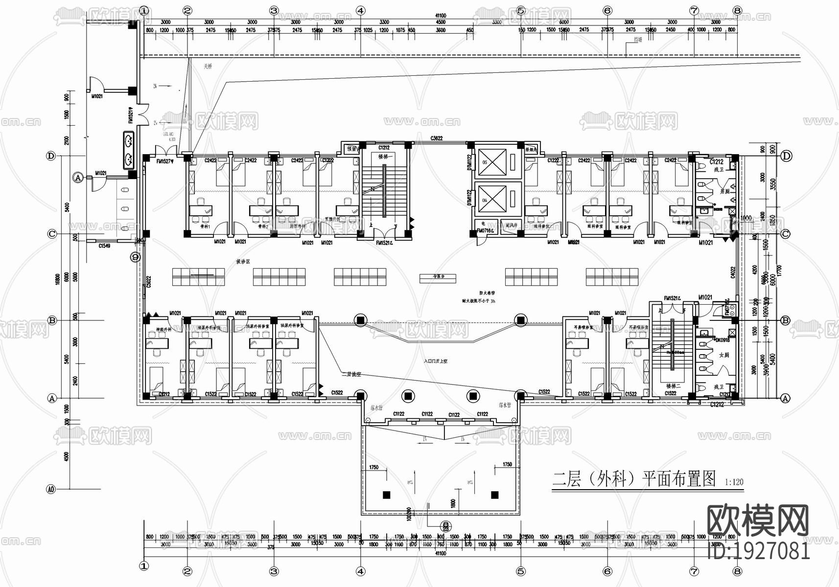 医院cad平面图下载（渲染图3）