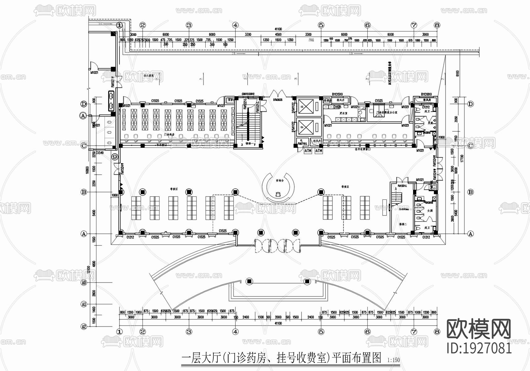医院cad平面图下载（渲染图1）