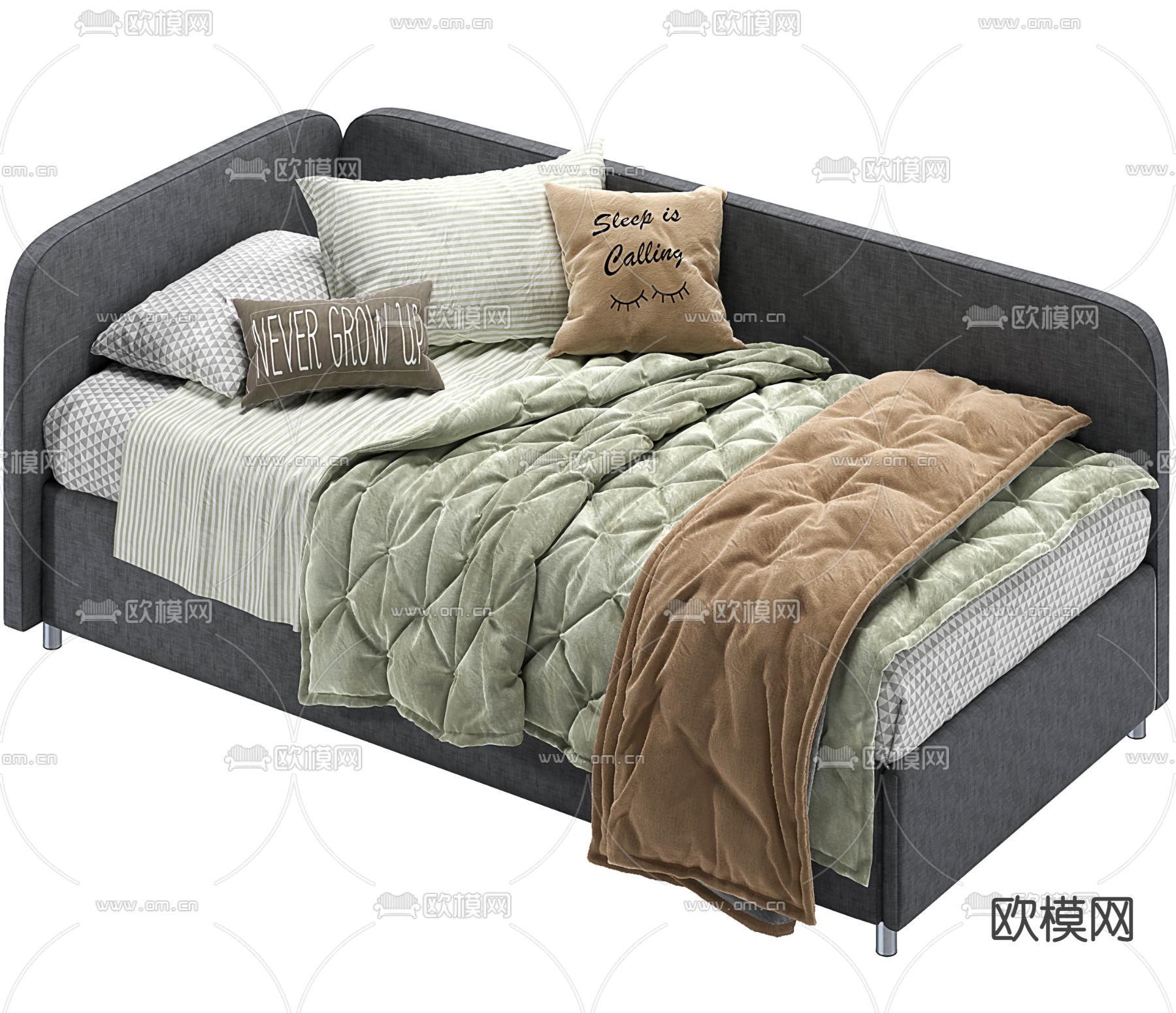 现代布艺儿童床3d模型下载（渲染图2）