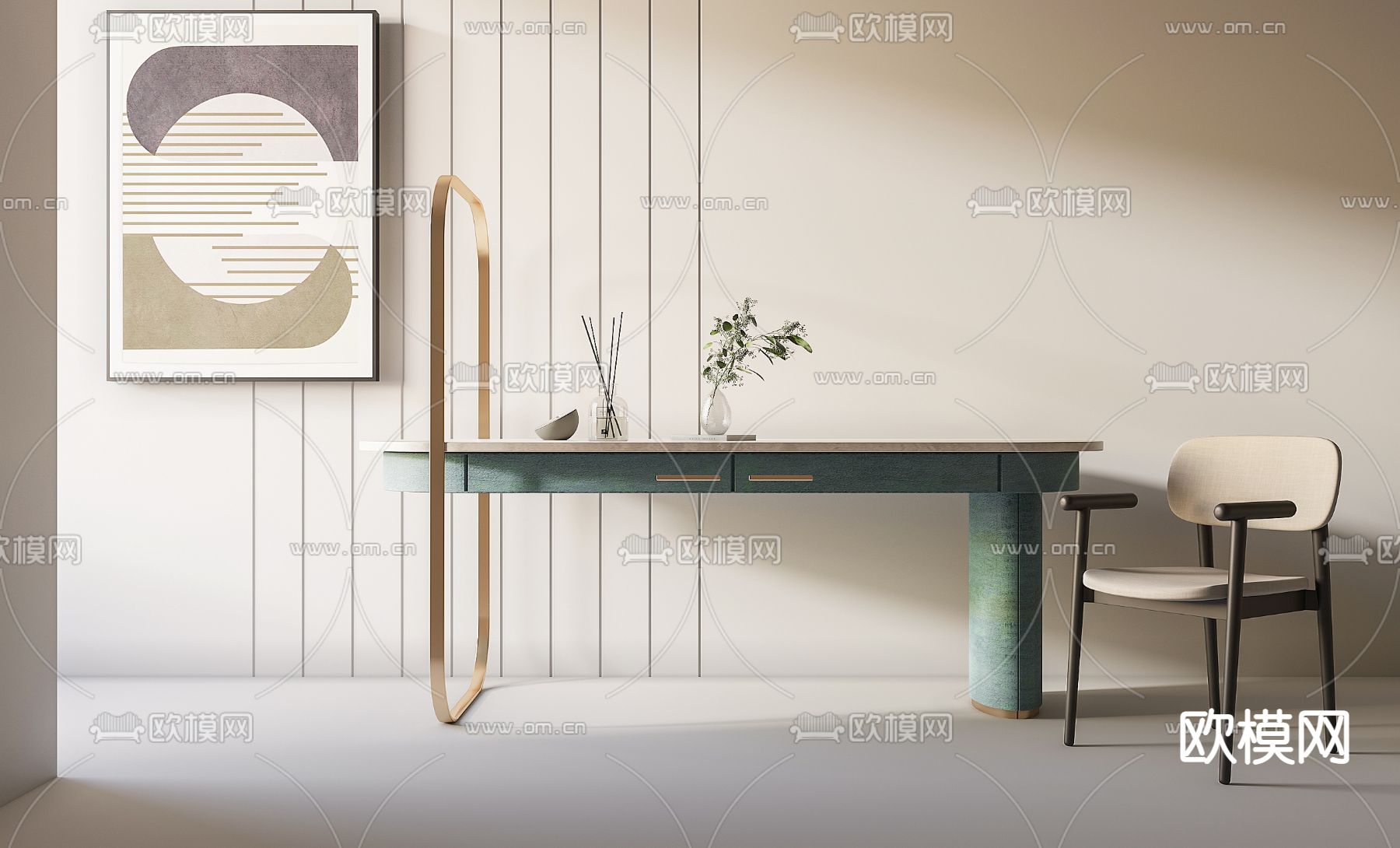 BAXTER现代书桌椅3d模型下载