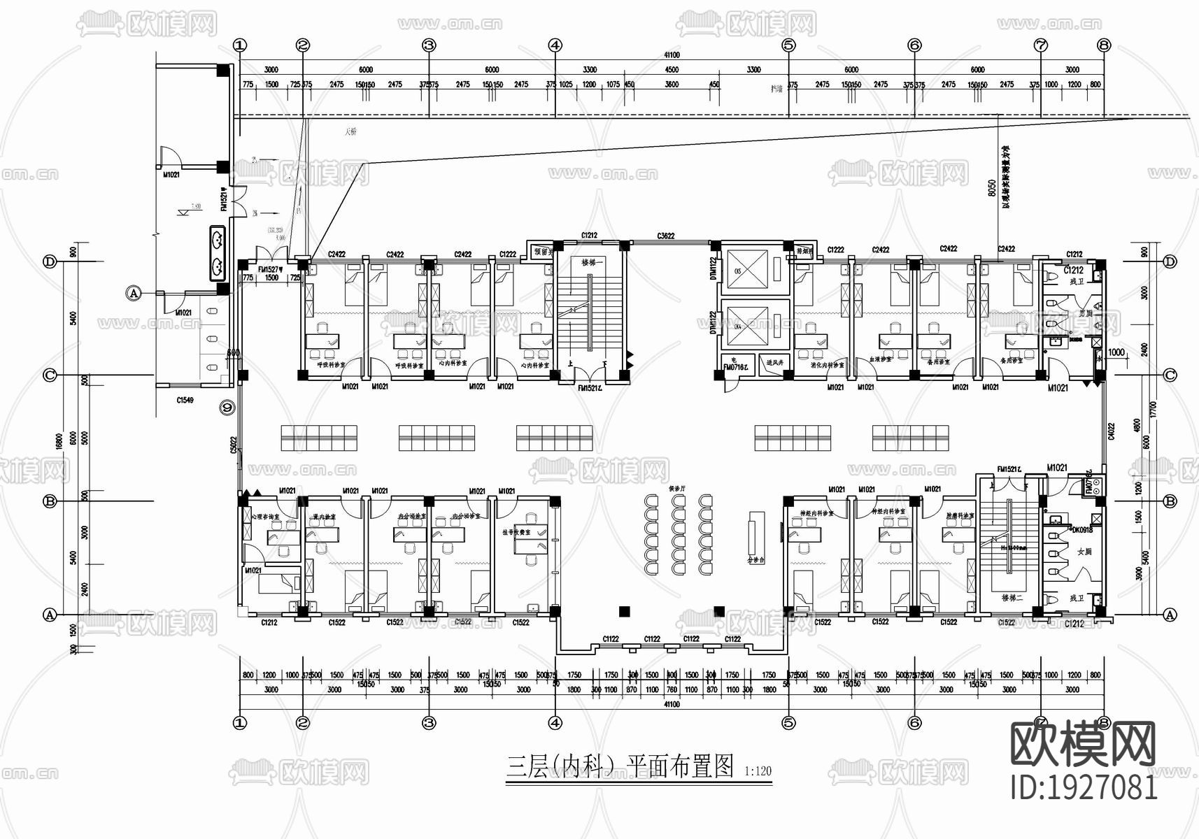医院cad平面图下载（渲染图2）