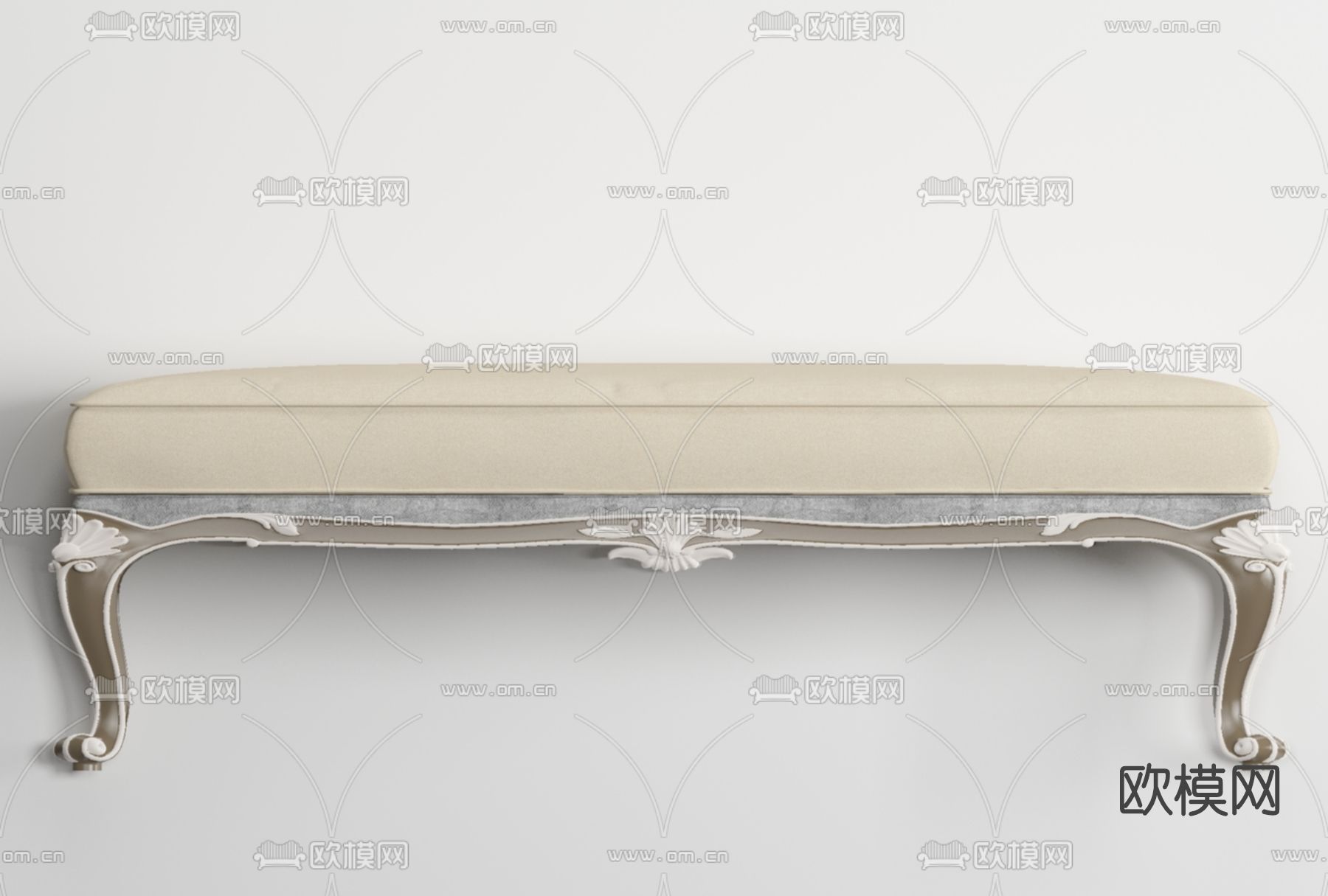 欧式布艺脚踏免费3d模型下载