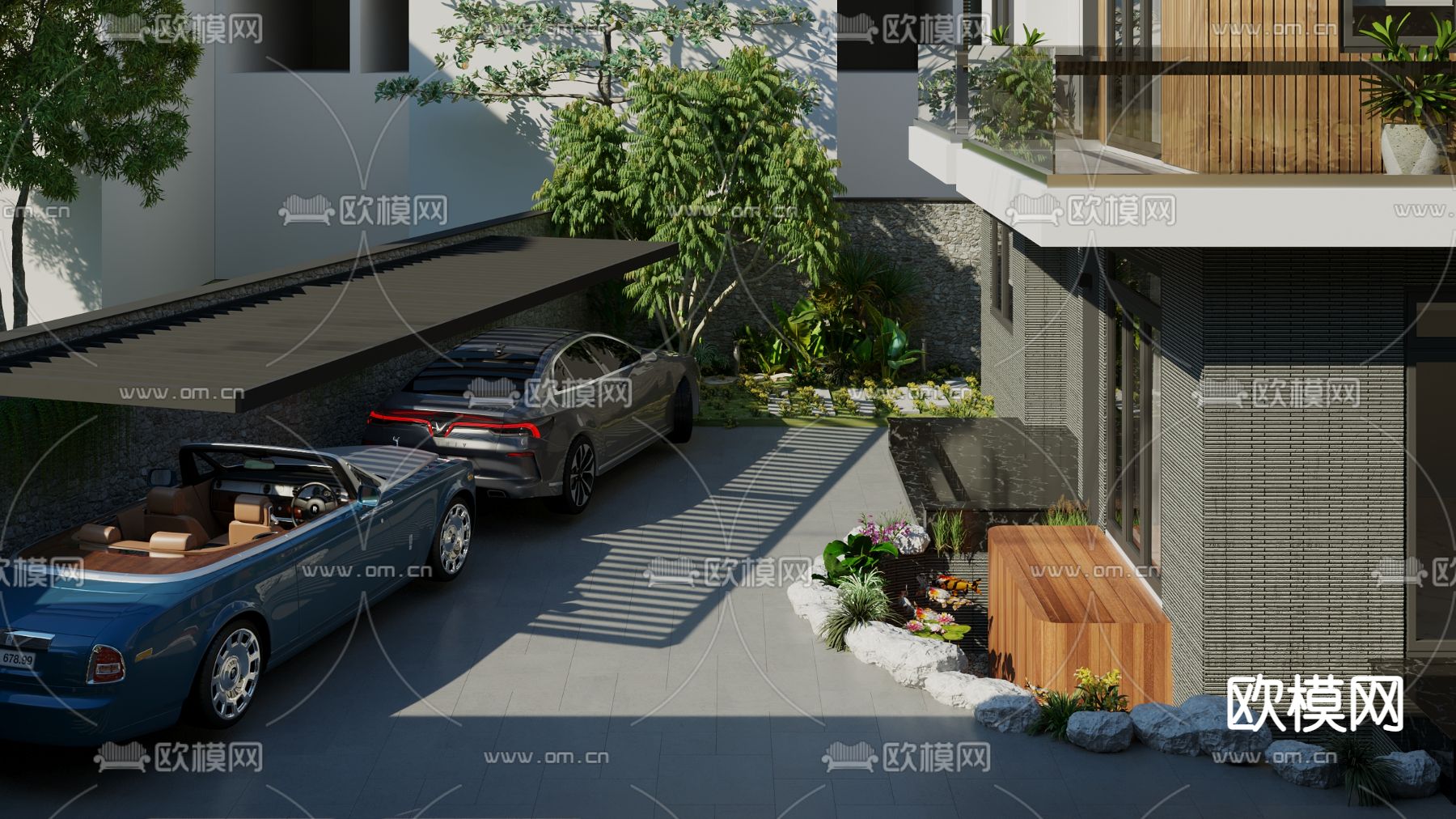 现代别墅外观3d模型下载（渲染图4）