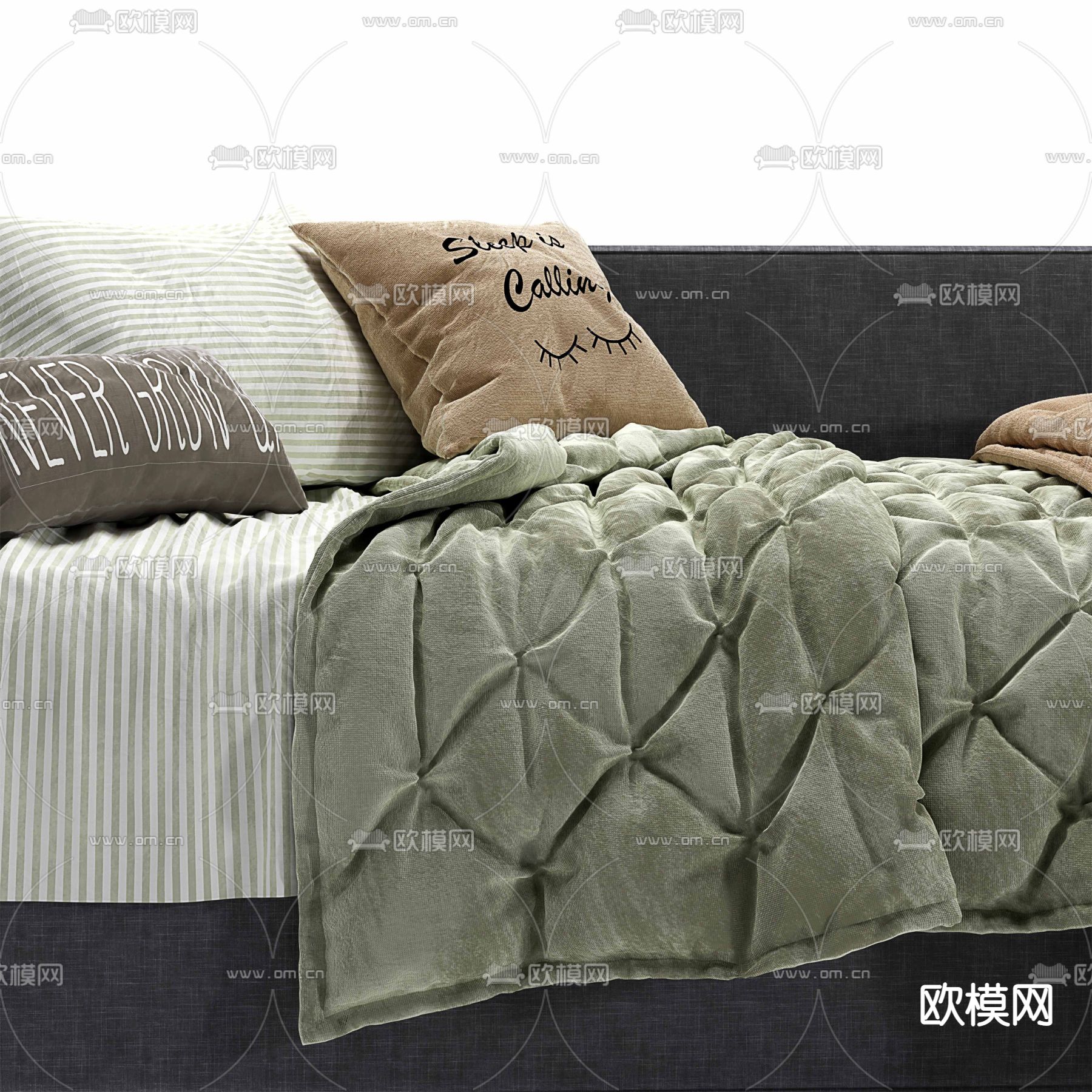 现代布艺儿童床3d模型下载（渲染图3）