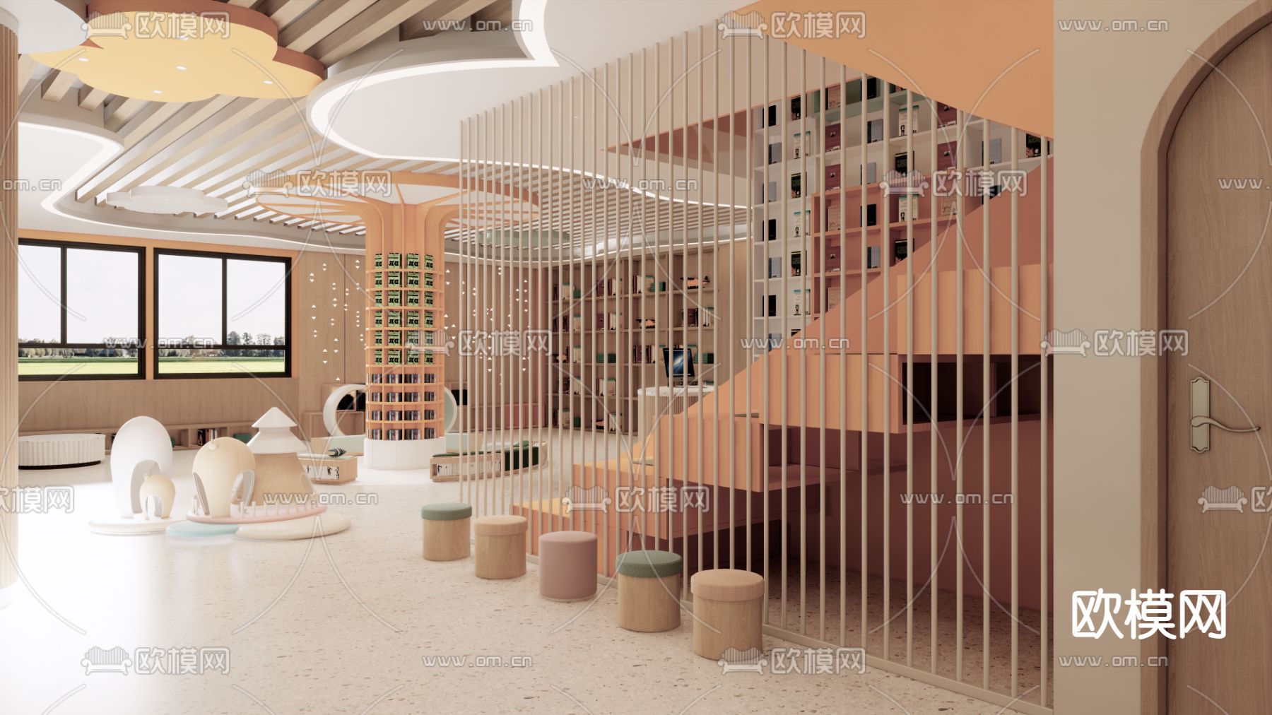 现代儿童教室su模型下载（渲染图3）