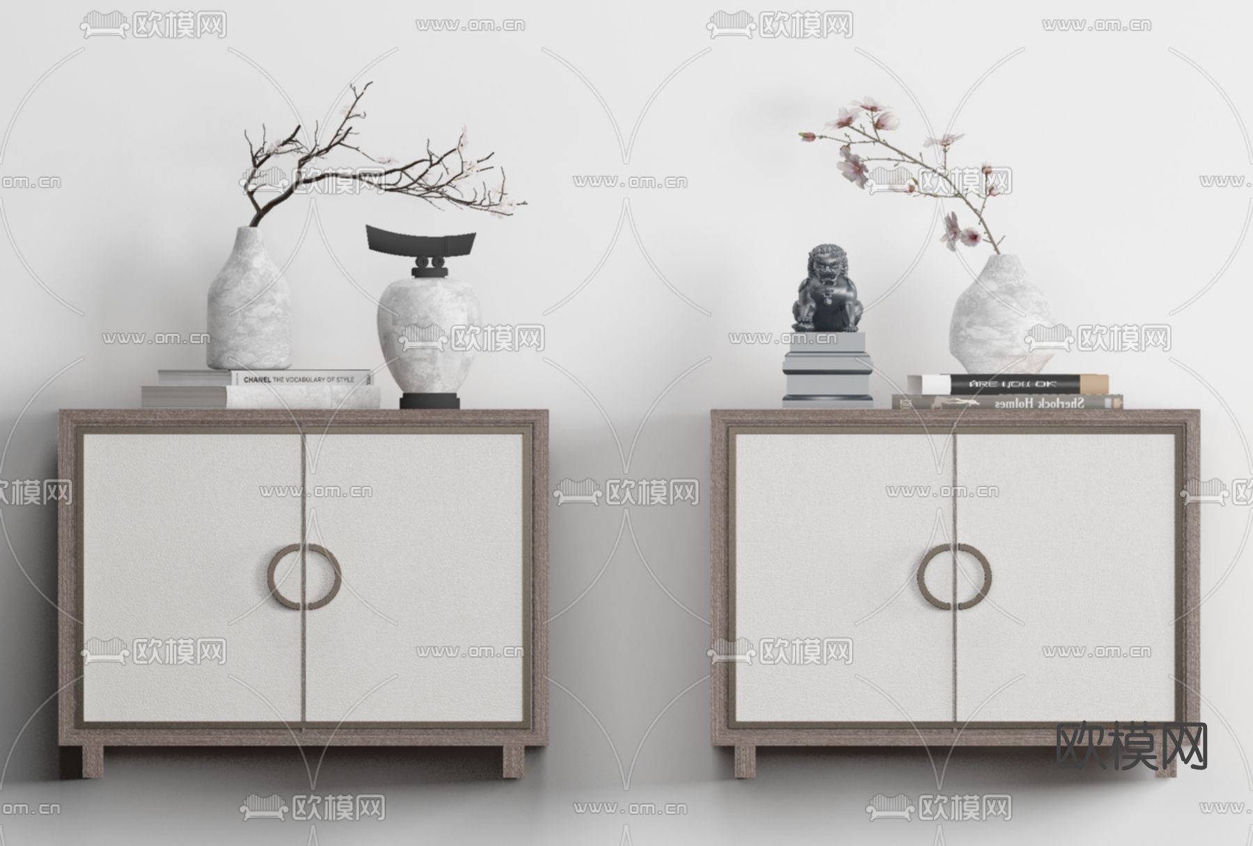 新中式床头柜免费3d模型下载