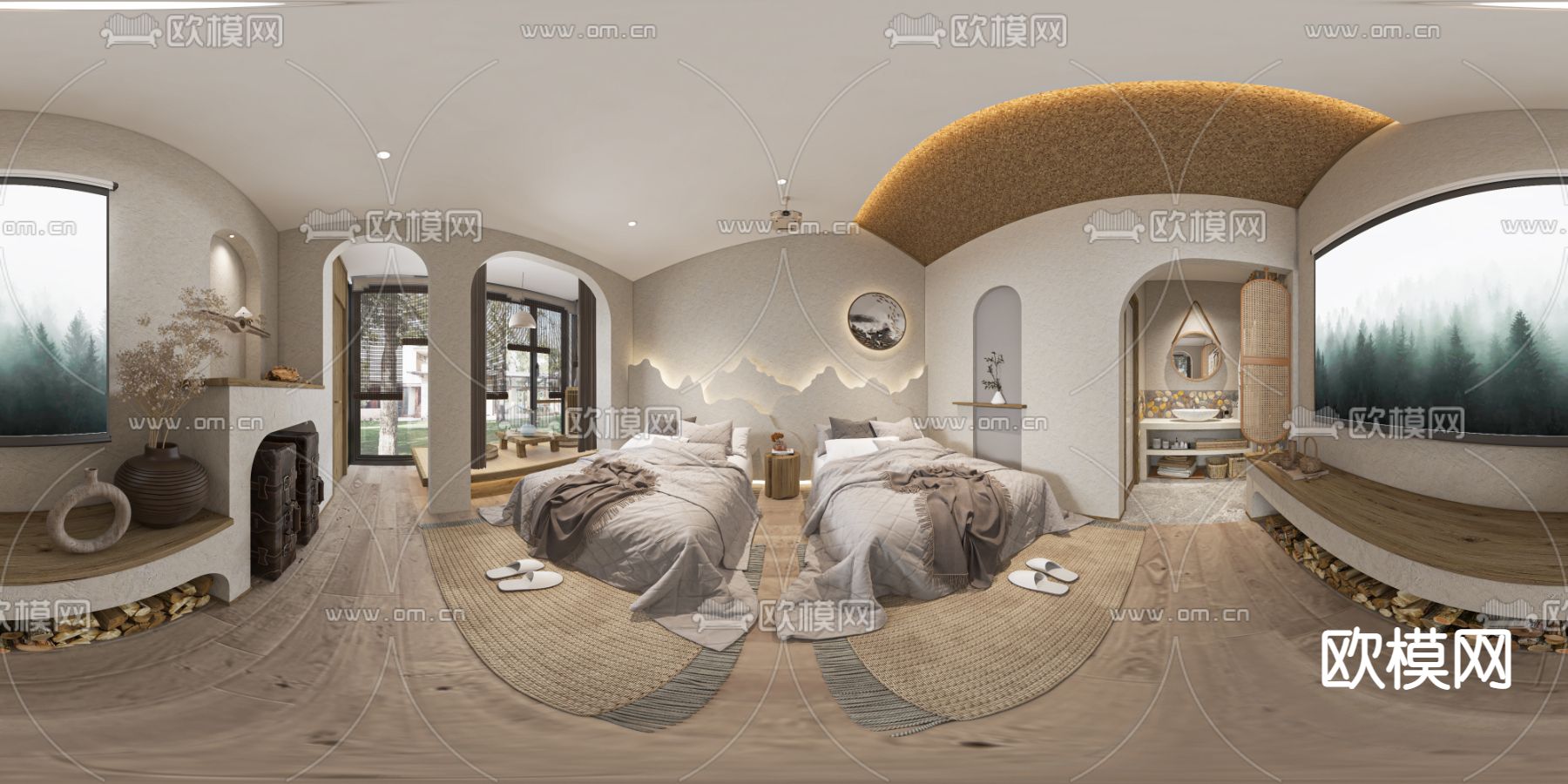 现代民宿vr全景3d模型-免费3dmax模型库-欧模网