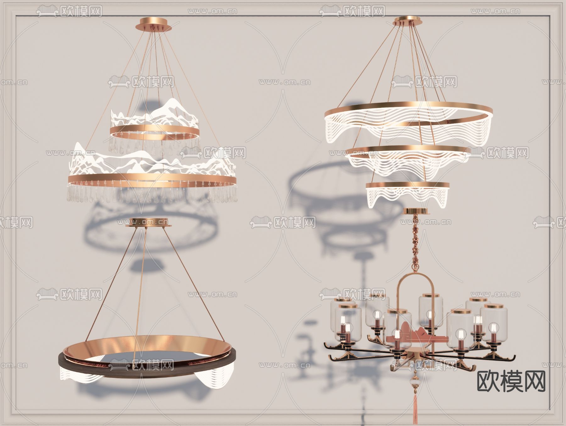 新中式吊灯su模型下载（渲染图1）