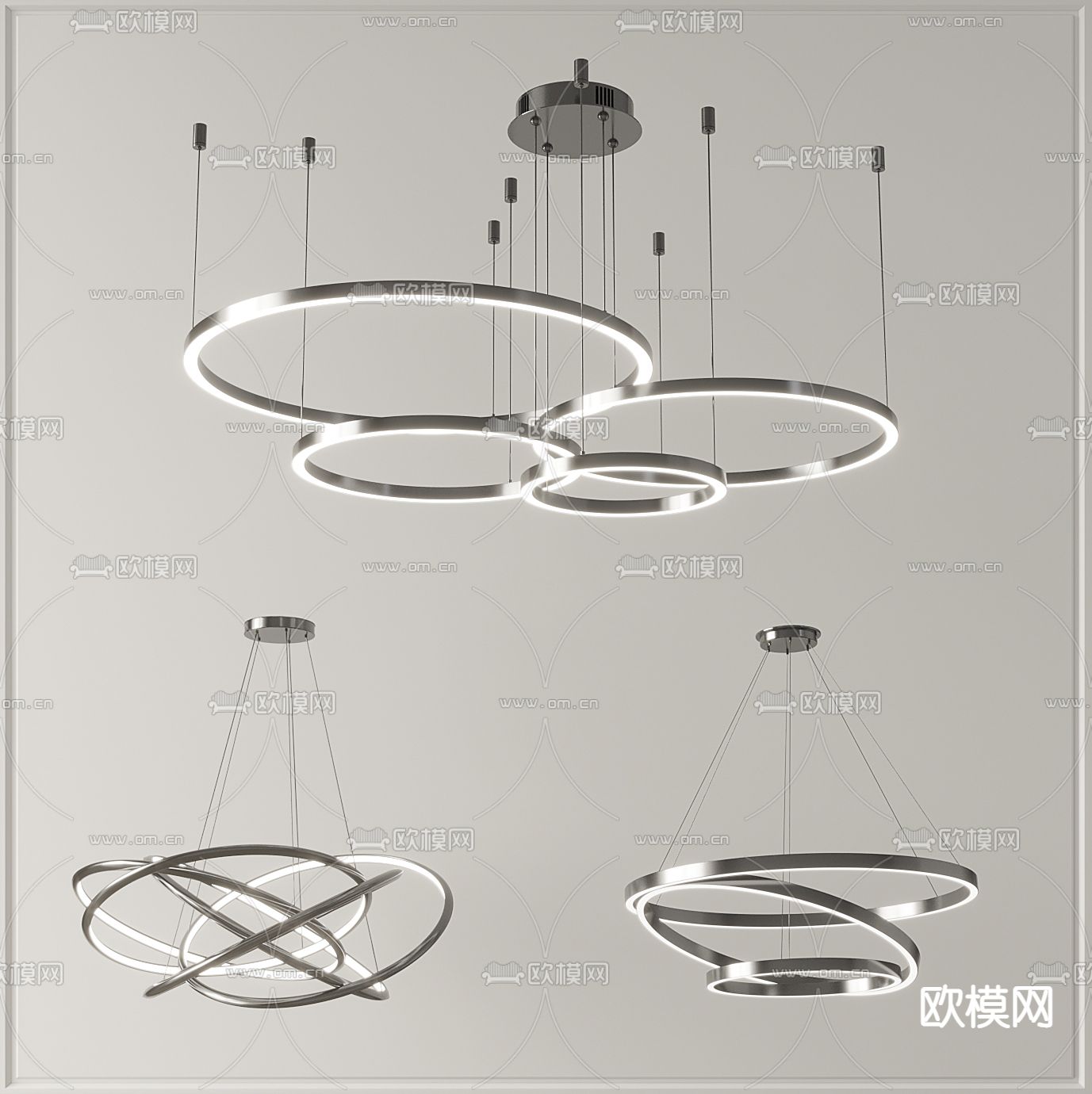 现代金属环形吊灯3d模型下载_ID11774512_3dmax免费模型-欧模网