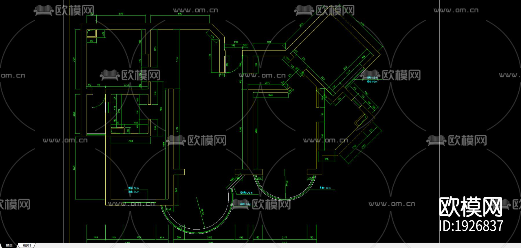 花园别墅建筑cad施工图下载（渲染图3）