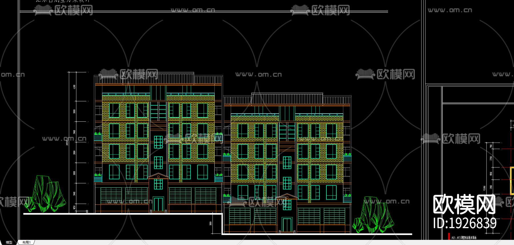 别墅cad平面布置图下载（渲染图3）