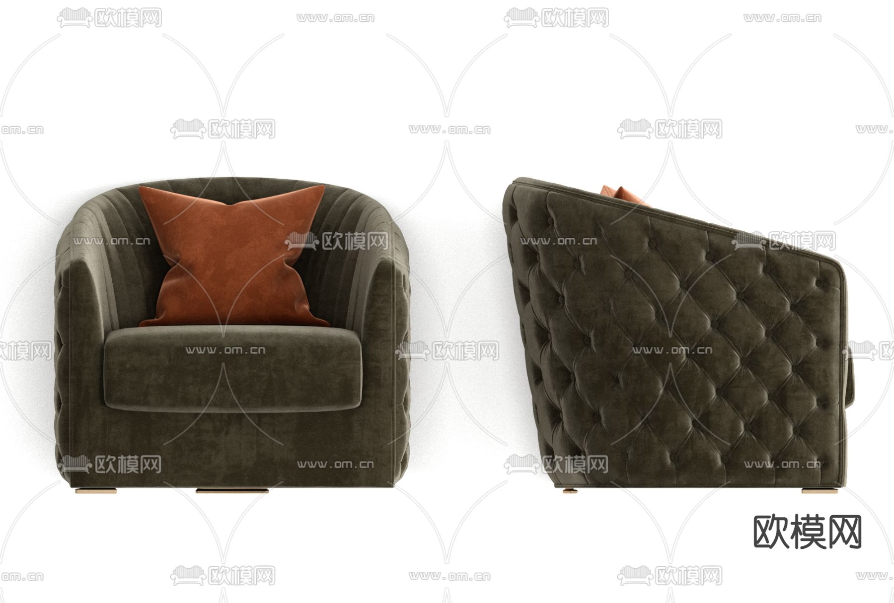 简欧布艺休闲沙发免费3d模型下载