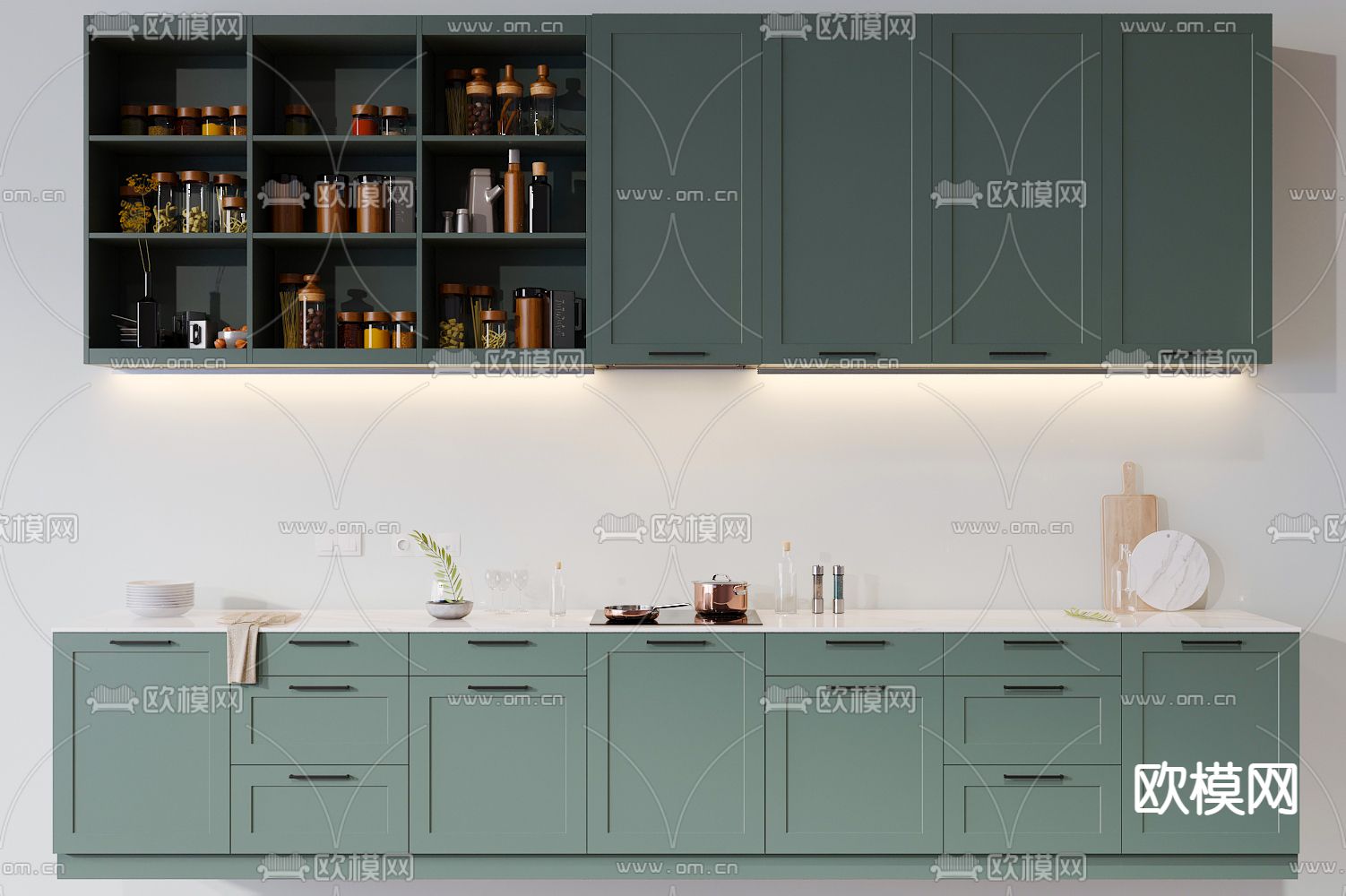 北欧厨房橱柜3d模型下载