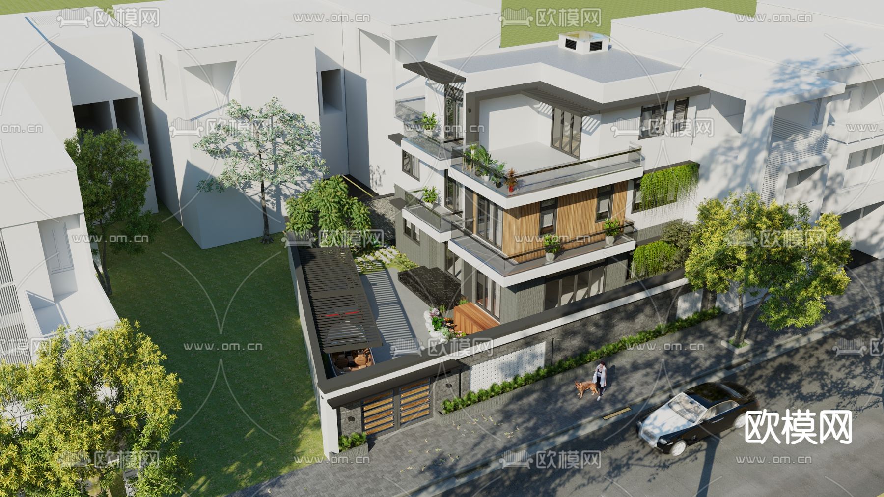 现代别墅外观3d模型下载（渲染图3）