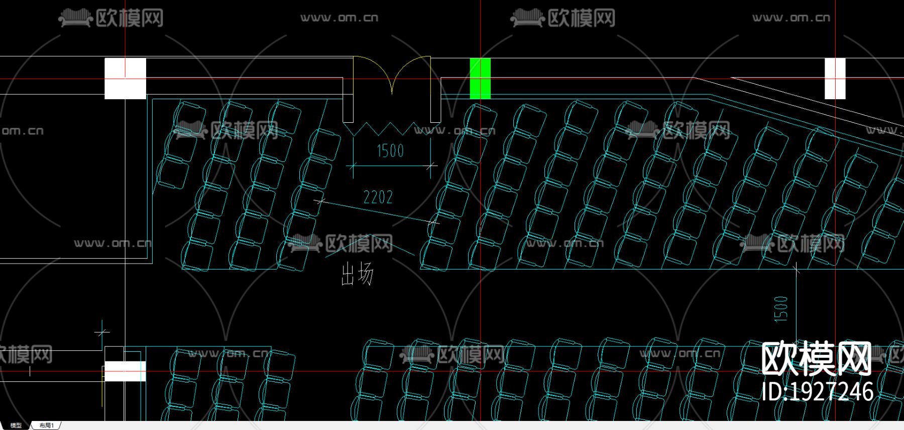 电影院cad施工图下载（渲染图2）