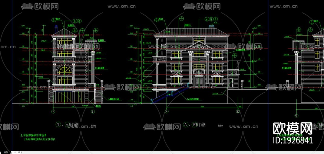 别墅cad平面布置图-免费3dmax模型库-欧模网