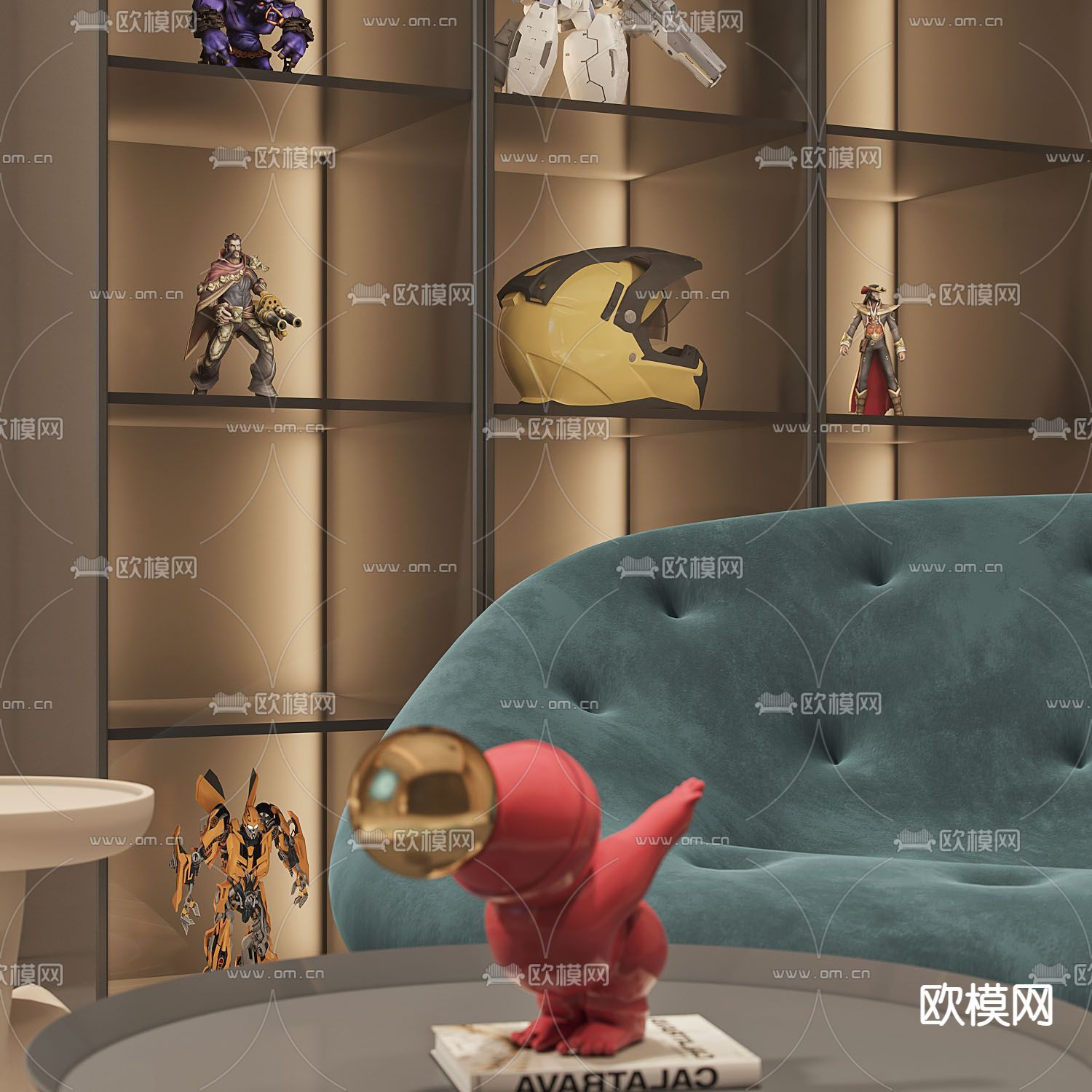 现代起居室视听室3d模型下载（渲染图3）