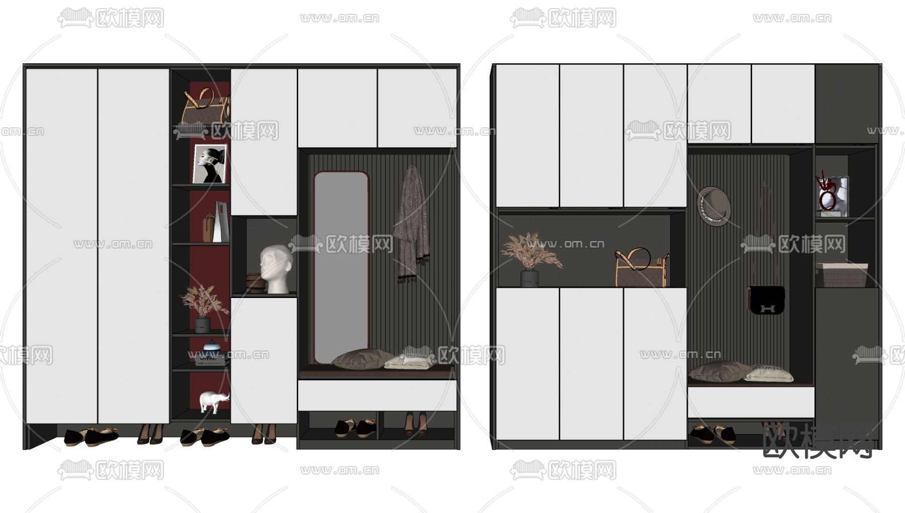 现代轻奢鞋柜su模型下载（渲染图2）