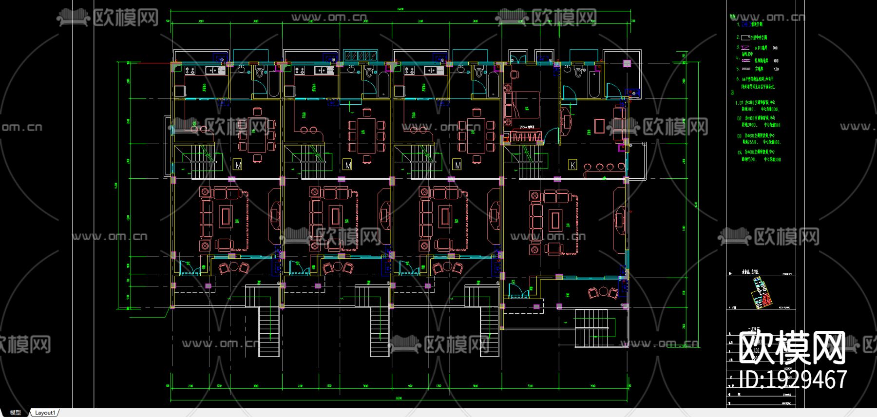 别墅cad平面布置图下载（渲染图4）