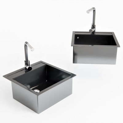  现代不锈钢水槽su模型 