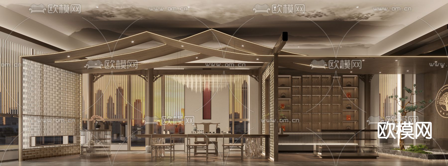 中式茶楼会所3d模型