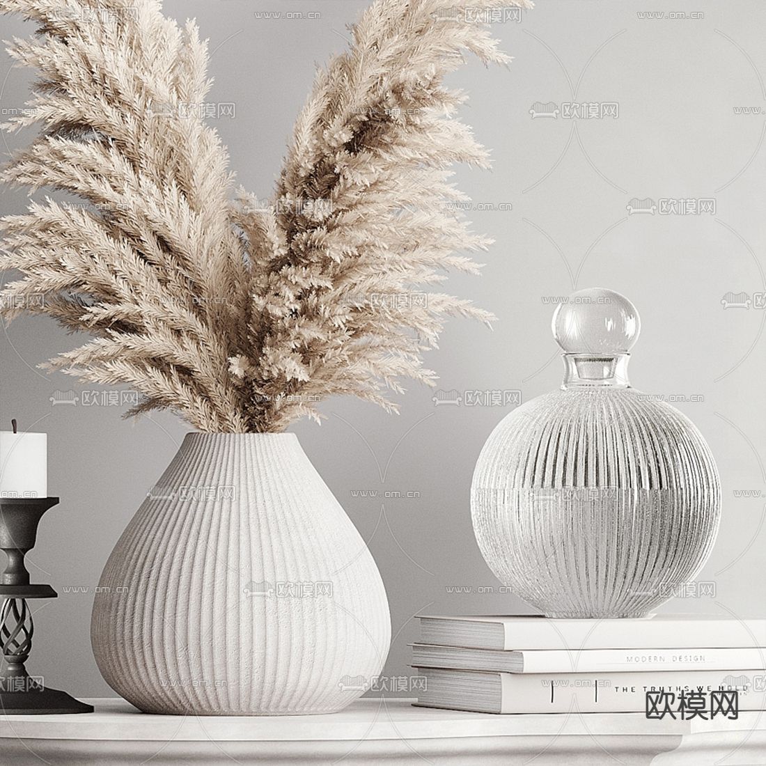 欧式壁挂端景条案3d模型下载（渲染图5）