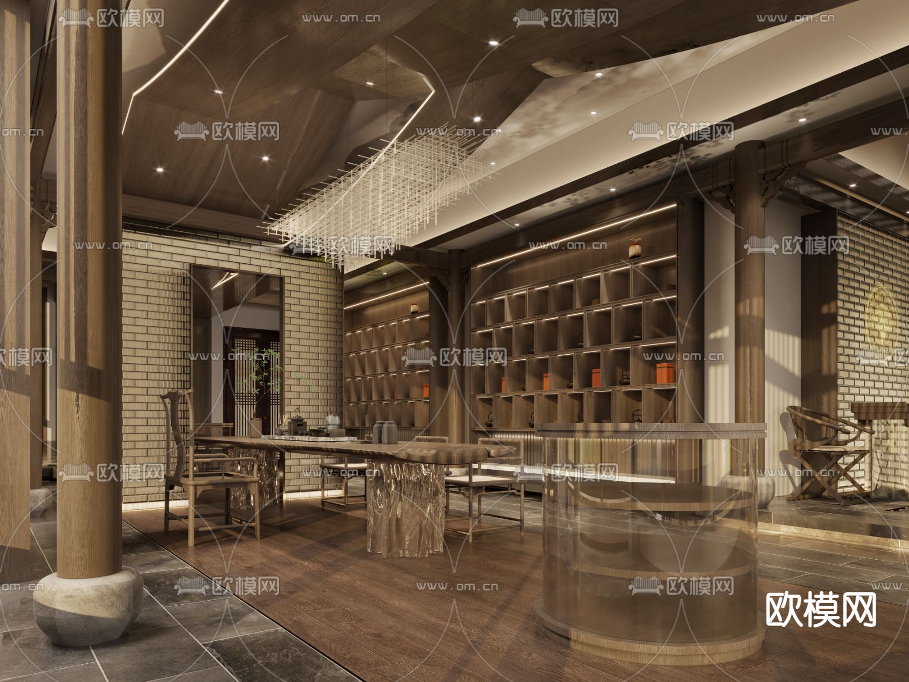 中式茶楼会所3d模型