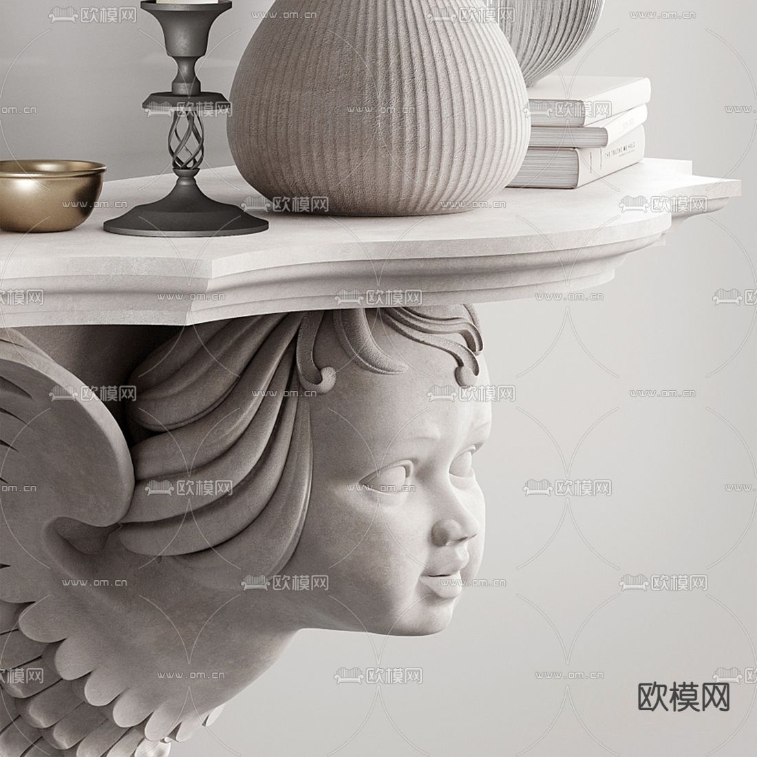 欧式壁挂端景条案3d模型下载（渲染图3）