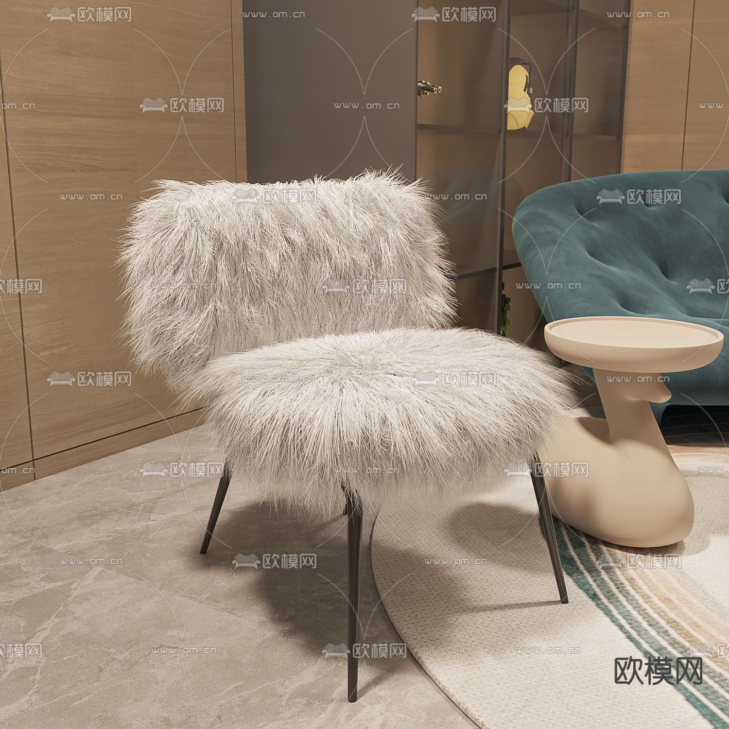 现代起居室视听室3d模型下载（渲染图2）