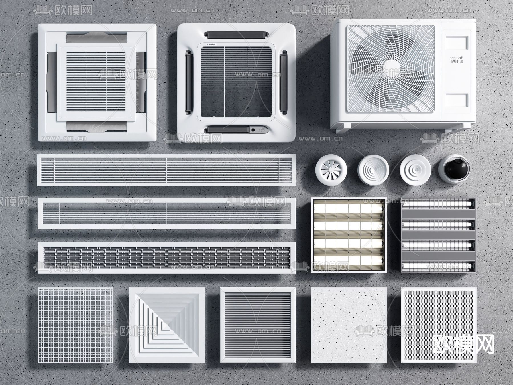 现代中央空调出风口外挂机3d模型下载