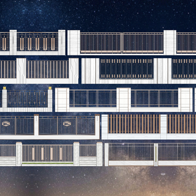 现代铁艺格栅su模型