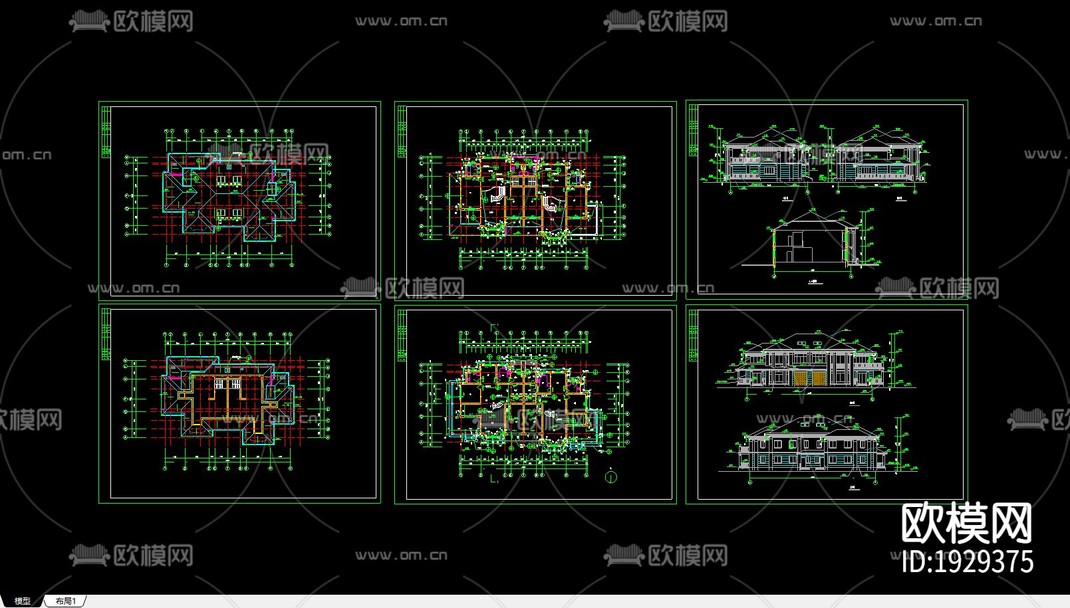 别墅cad平面布置图-免费3dmax模型库-欧模网