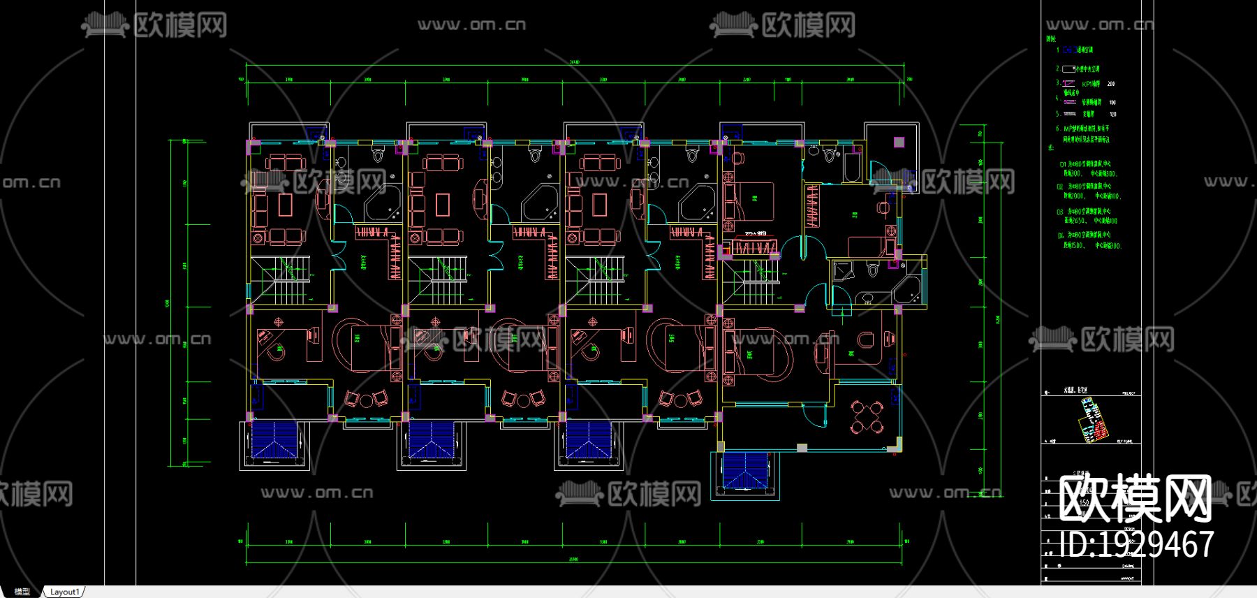 别墅cad平面布置图下载（渲染图3）
