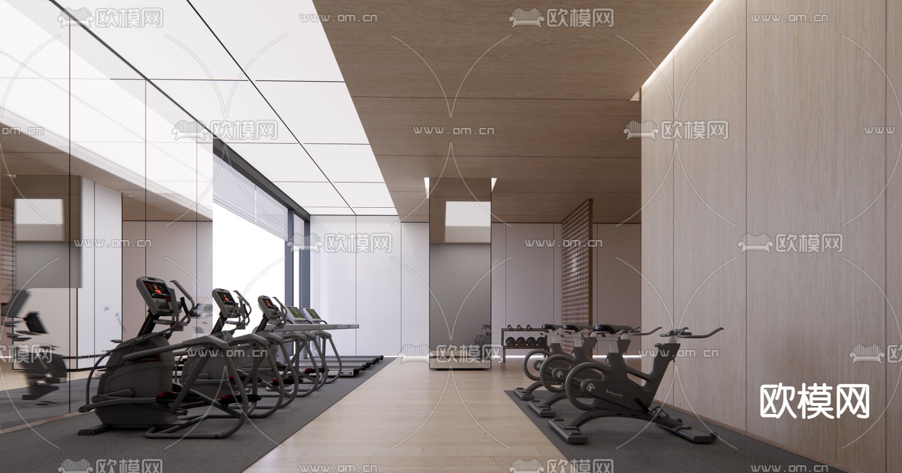 现代健身房su模型下载（渲染图1）