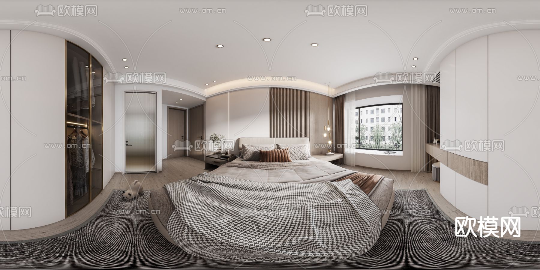 现代卧室主人房vr全景3d模型下载_ID11774977_3dmax免费模型-欧模网