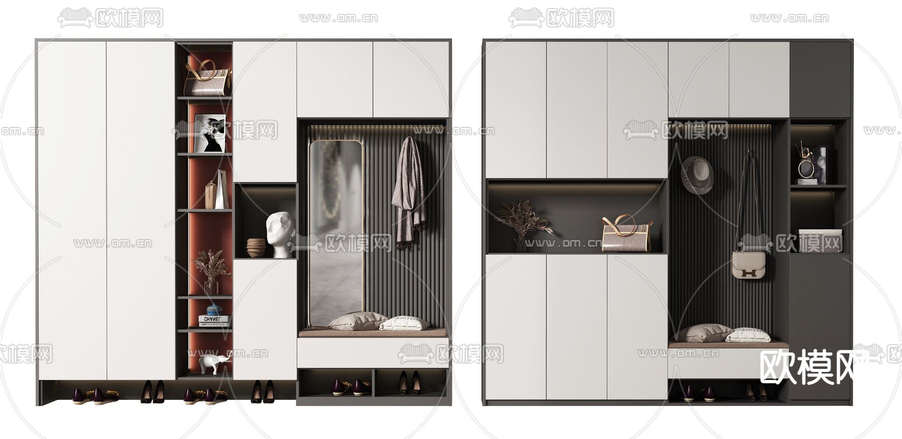 现代轻奢鞋柜su模型下载（渲染图1）