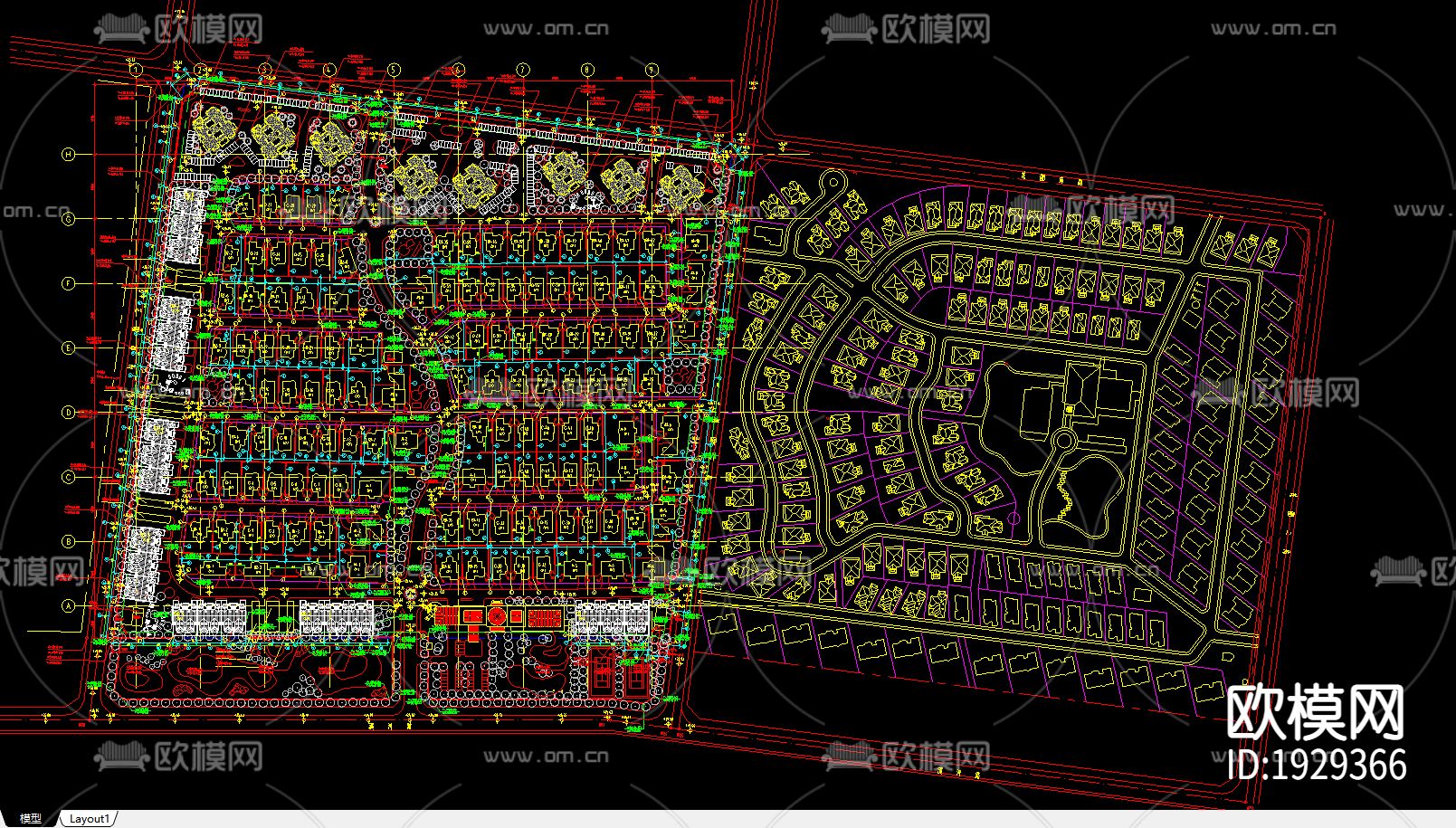 中国建筑科研院cad规划图下载（渲染图1）