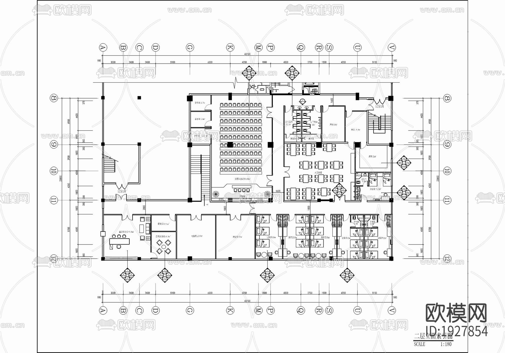 某民生银行CAD施工图下载（渲染图2）