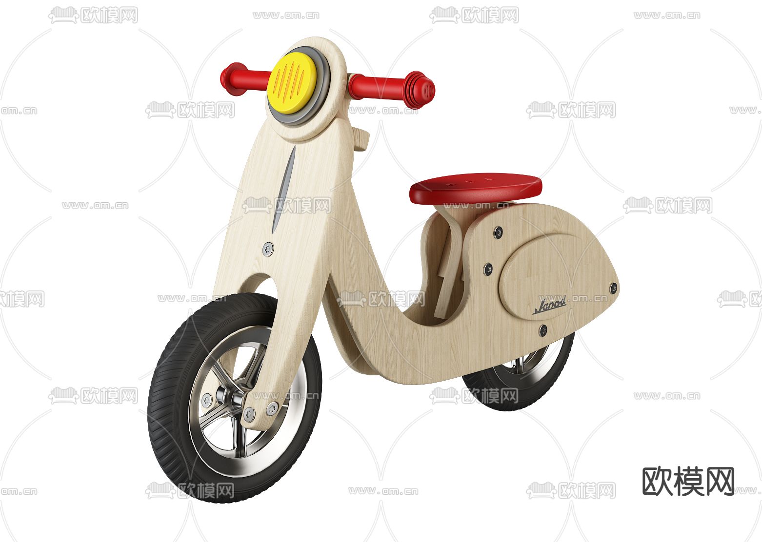 现代儿童玩具自行车3d模型下载