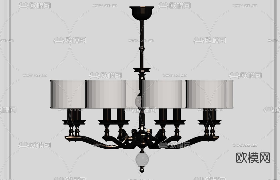 美式金属吊灯su模型下载（渲染图2）